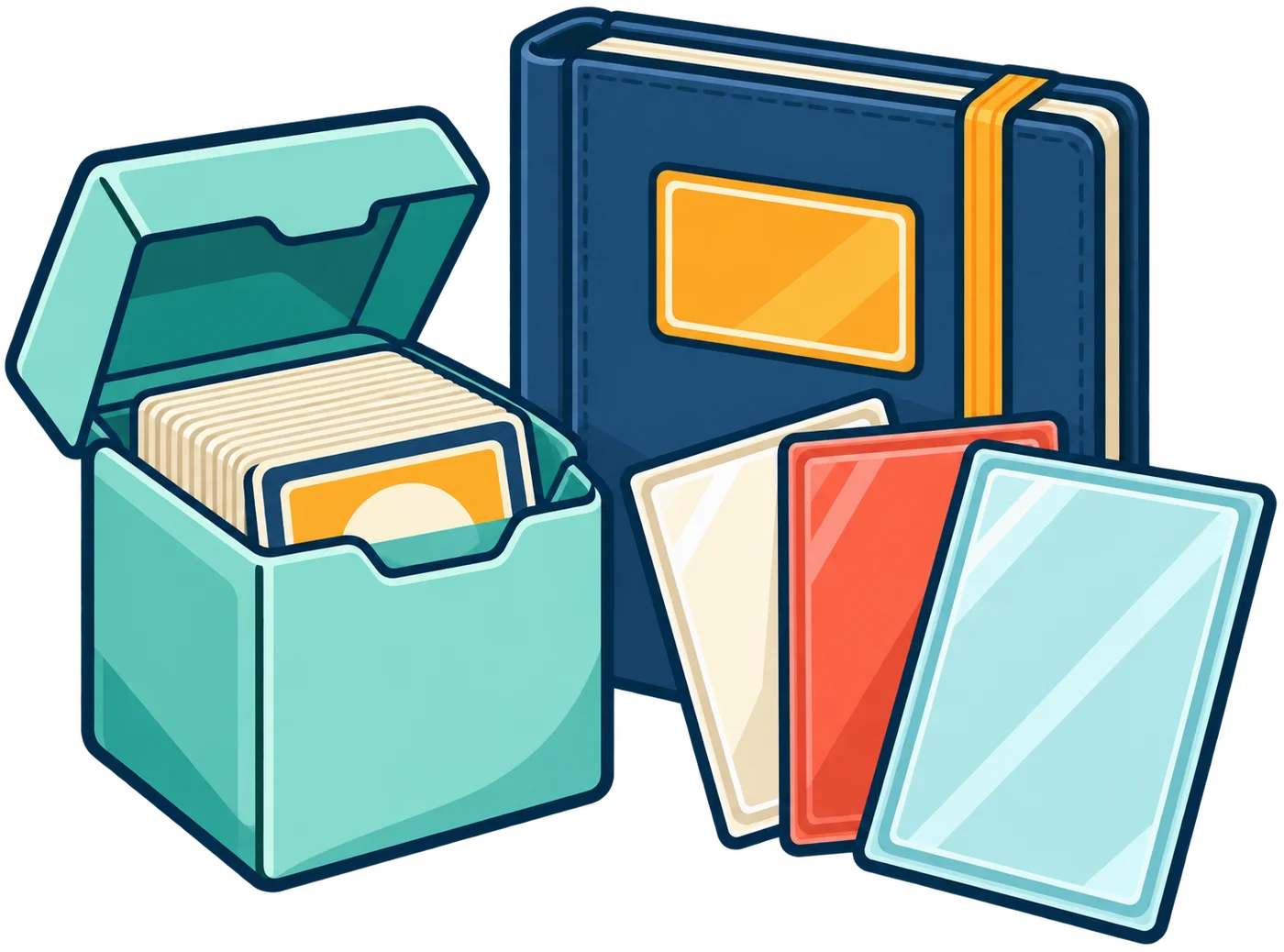 Card sleeves, storage and binders